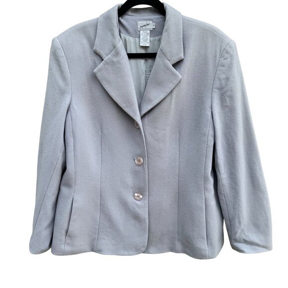 Jacqueline Ferrar Vintage Womens Wool Cashmere Blend Gray Blazer Jacket 12 - Picture 1 of 13